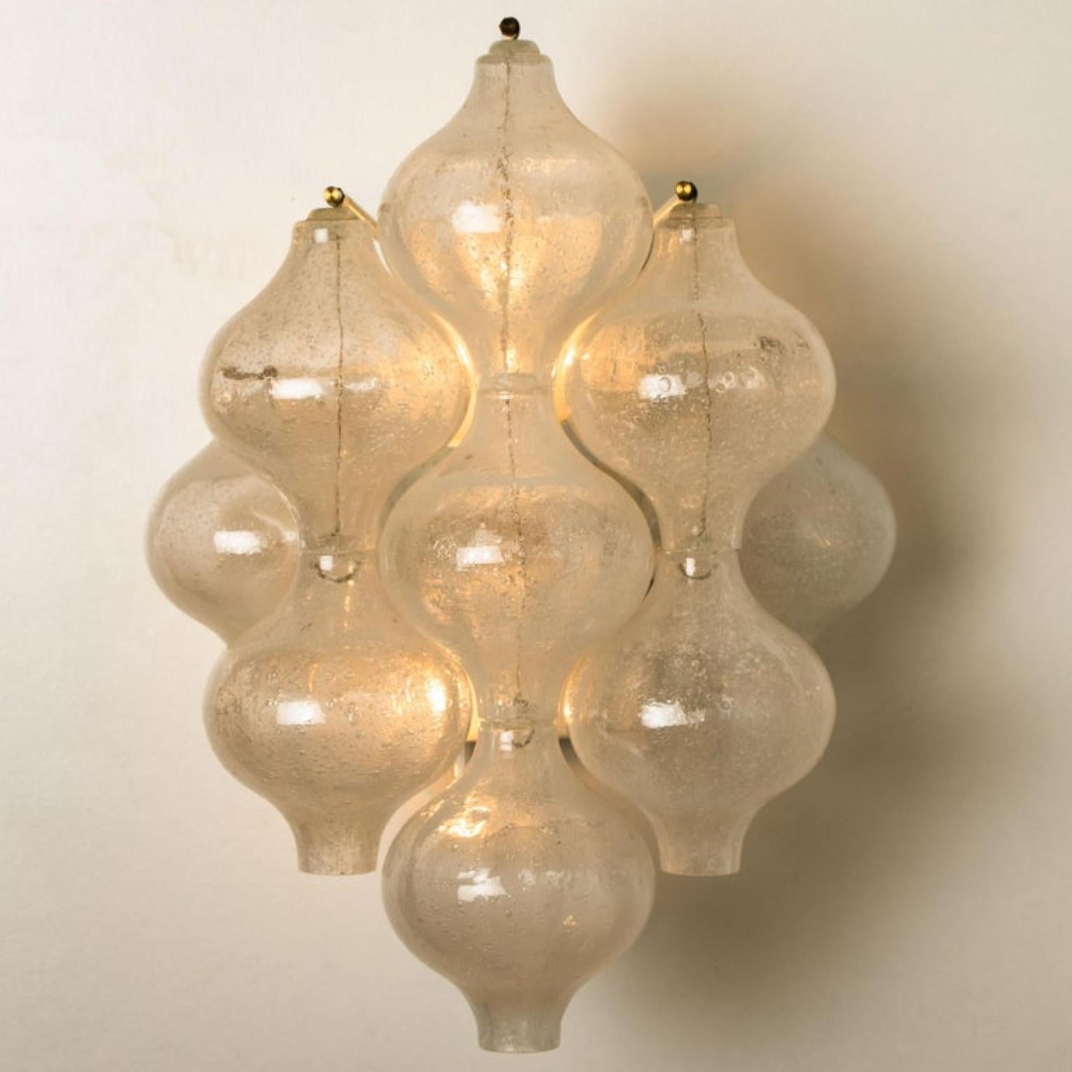 Austrian 1 of the 8 of Large Tulipan Wall Lamps or Sconces by J.T. Kalmar 'H 21.2', 1960s For Sale