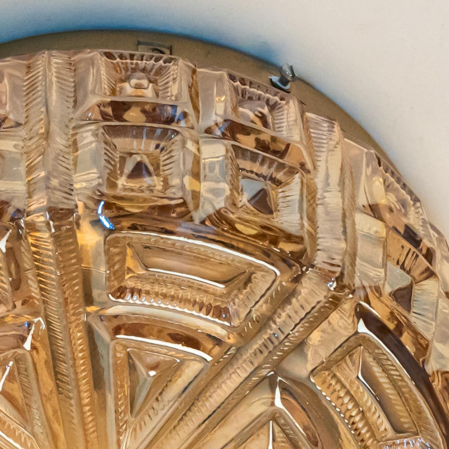 German 1 of the 8 Round Glass Wall Light/Flush Mount in Style of Tynell, 1960 For Sale