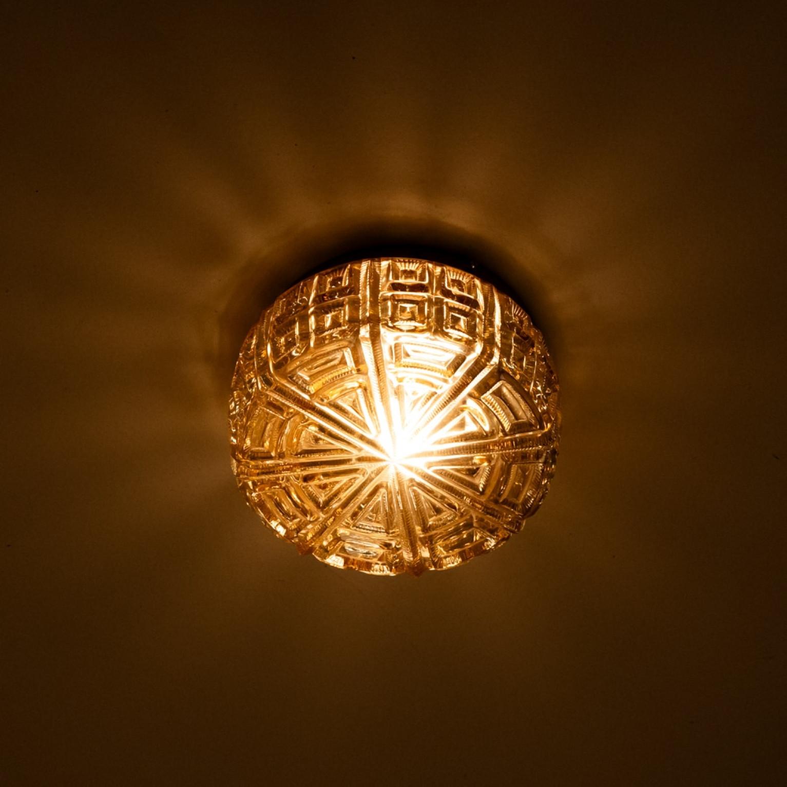 Metal 1 of the 8 Round Glass Wall Light/Flush Mount in Style of Tynell, 1960 For Sale