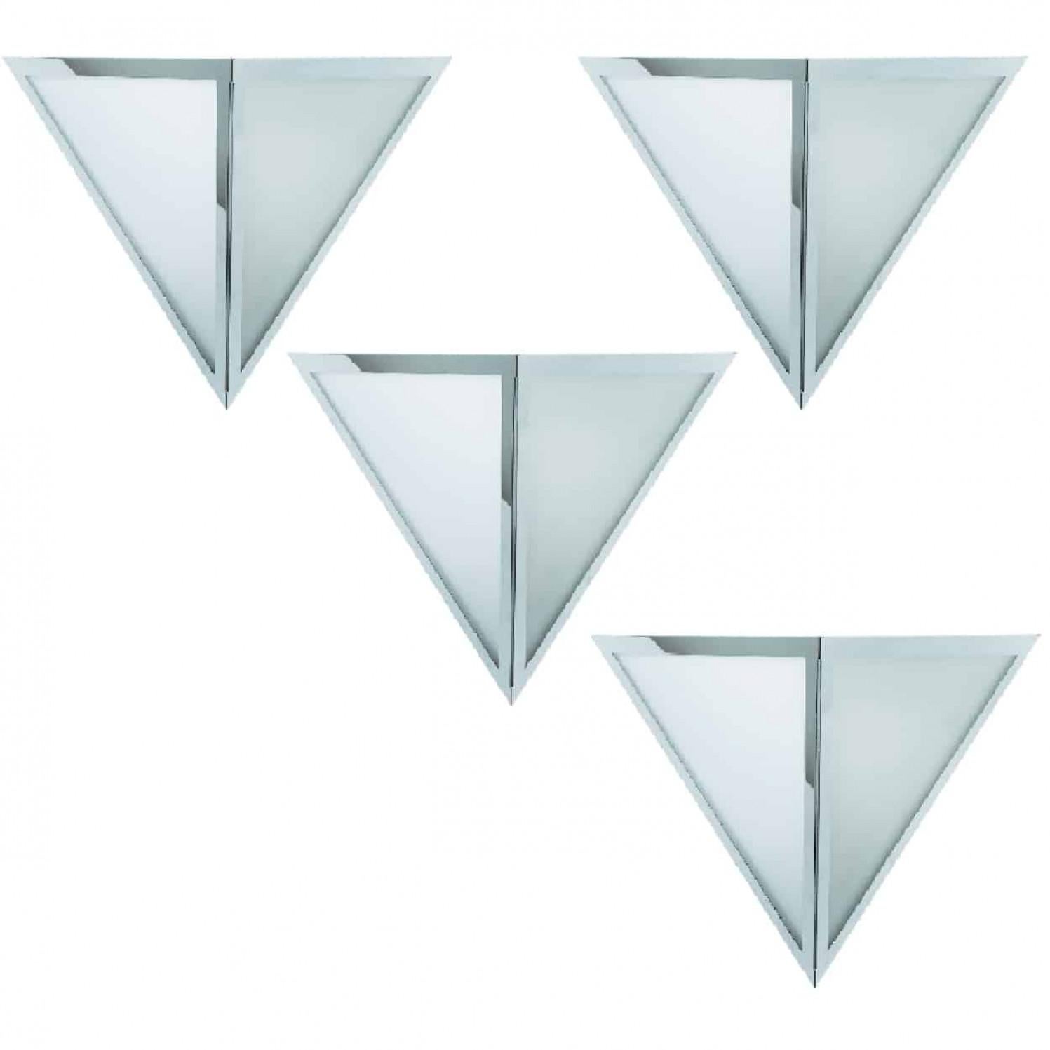 Autre 1 des 8 Appliques Triangle en verre blanc chromé de Glashütte Limburg, 1970 en vente