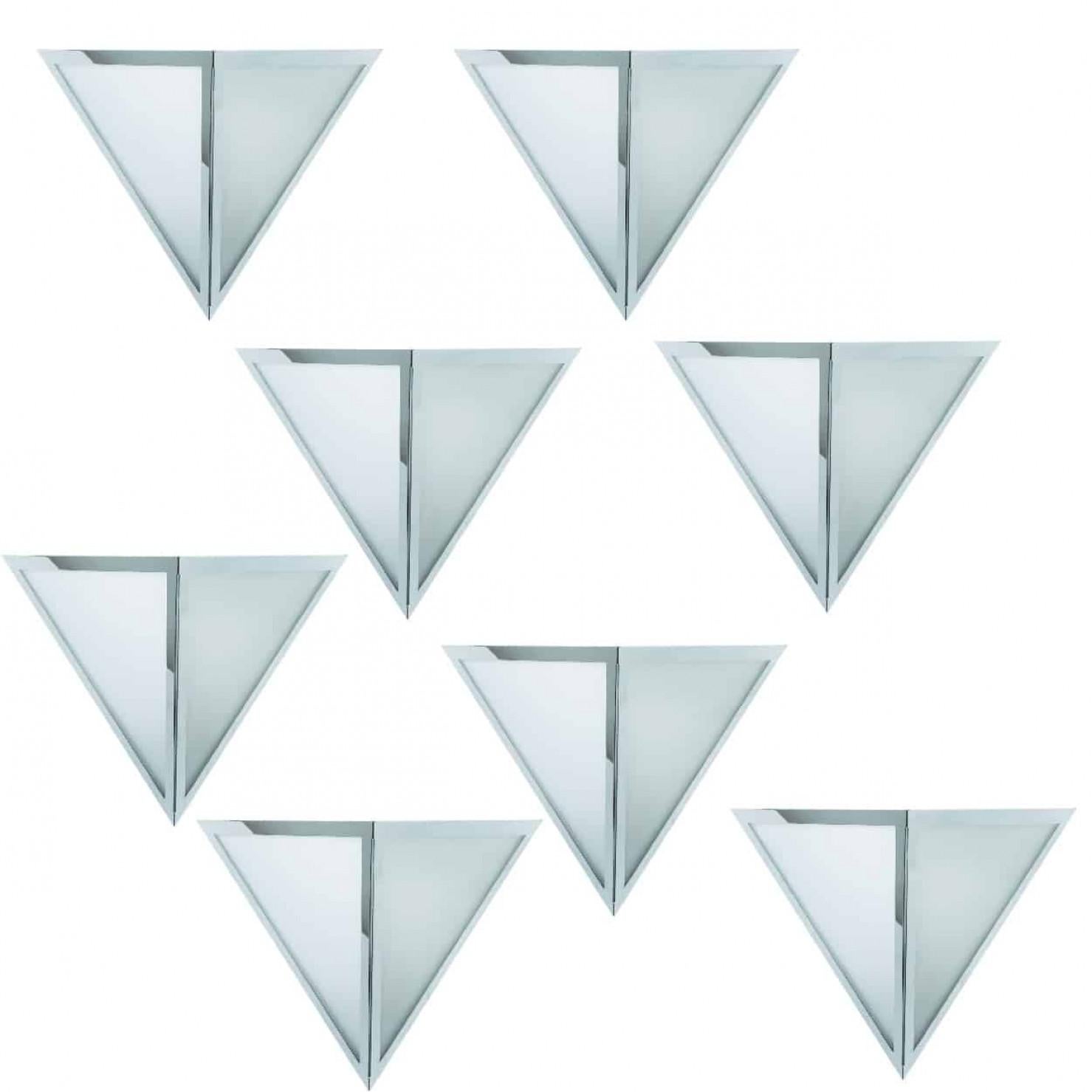1 des 8 Appliques Triangle en verre blanc chromé de Glashütte Limburg, 1970 Bon état - En vente à Rijssen, NL
