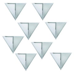 1 of the 8 Triangle White Glass Chrome Wall Lights by Glashütte Limburg, 1970
