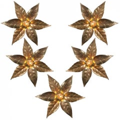 1 of the 8 Willy Daro Style Brass Flowers Wall Lights