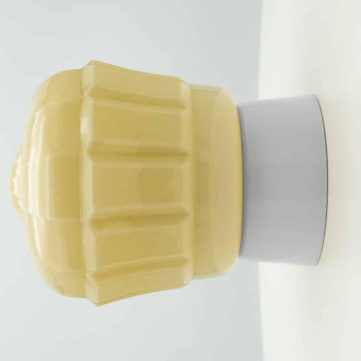 1 of the 8 Yellow and Brown Pastel Thabur lights, Bakelite Pressed Glass, 1930 For Sale 6