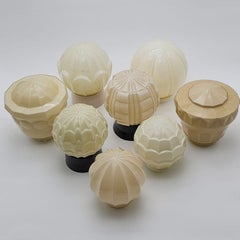 1 of the 8 Yellow and Brown Pastel Thabur lights, Bakelite Pressed Glass, 1930