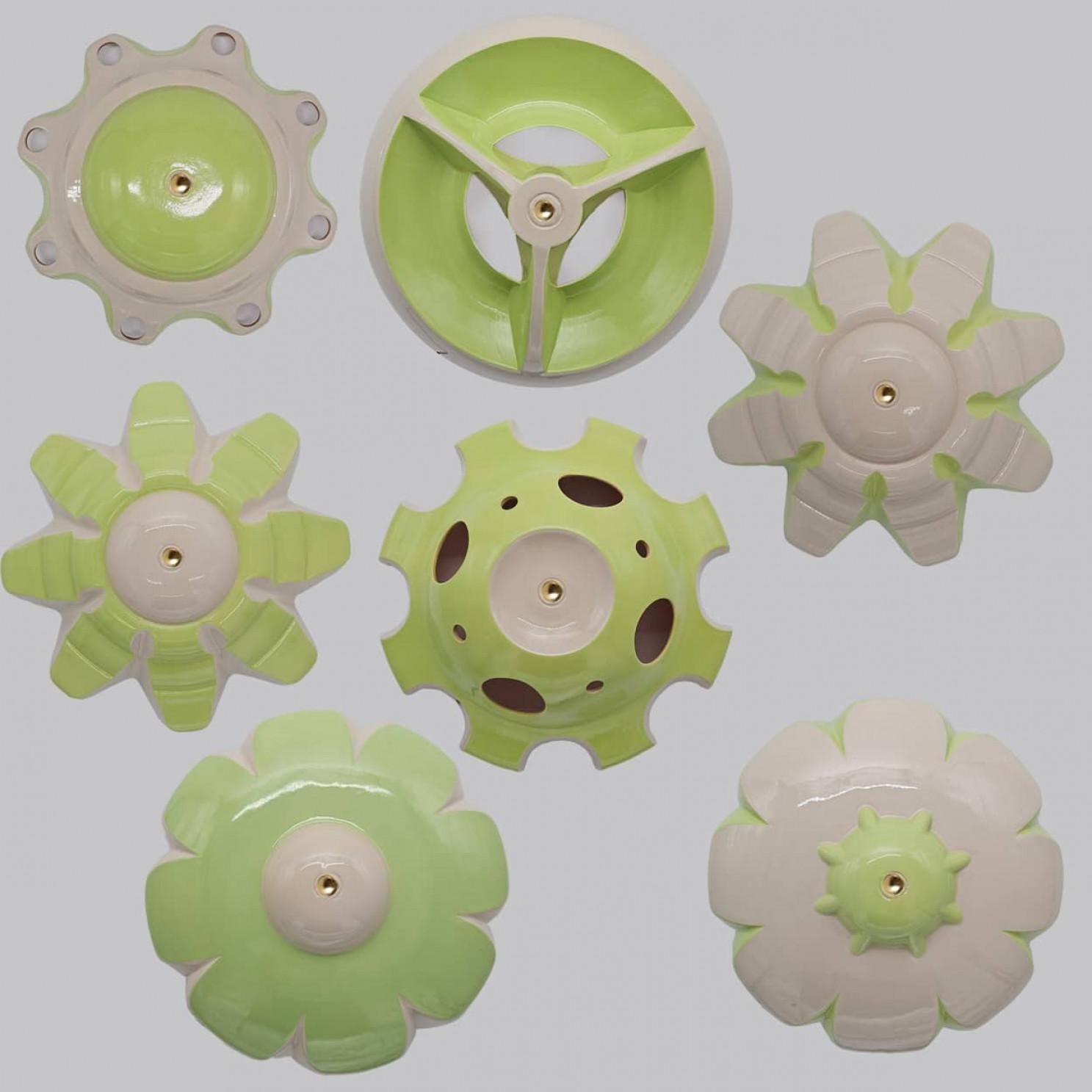 Other 1 of the 9 Colourful Ceramic Lamps, Rosettes by Jeanine Keizer, 1990 For Sale