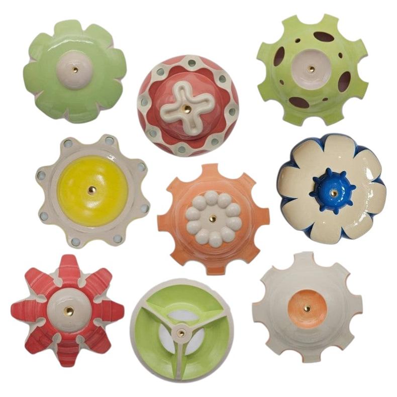 1 of the 9 Colourful Ceramic Lamps, Rosettes by Jeanine Keizer, 1990
