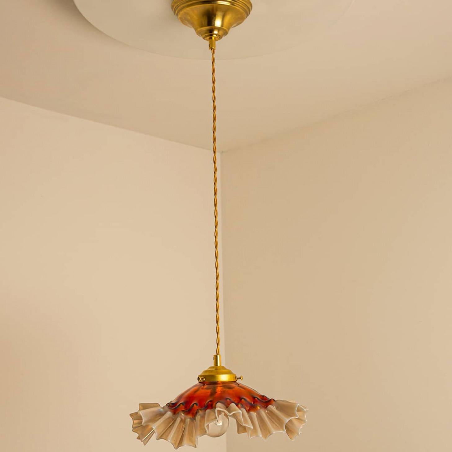 1 de 3 Colgantes Art Decó de cristal soplado de Murano Rojo Blanco Rosa en venta 6