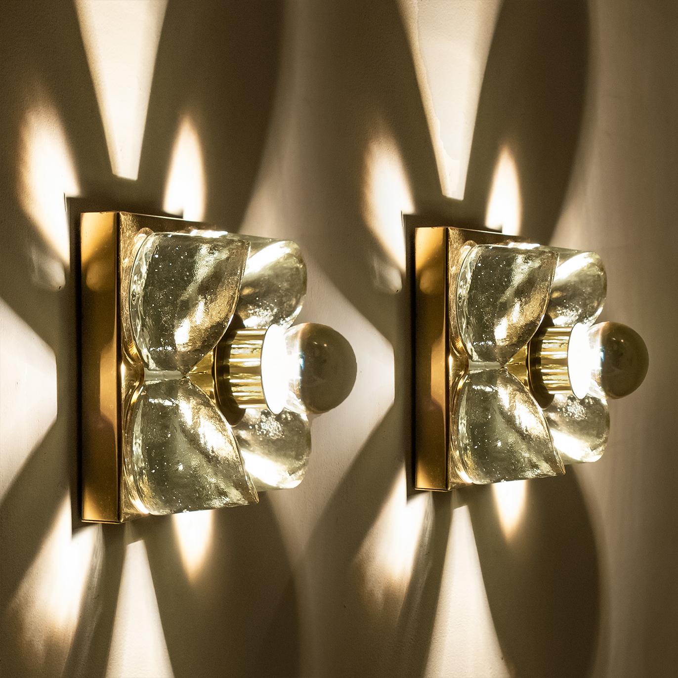 1 Of the 6 Flower Wall Lights, Brass and Glass by Sische, 1970s, Germany 11
