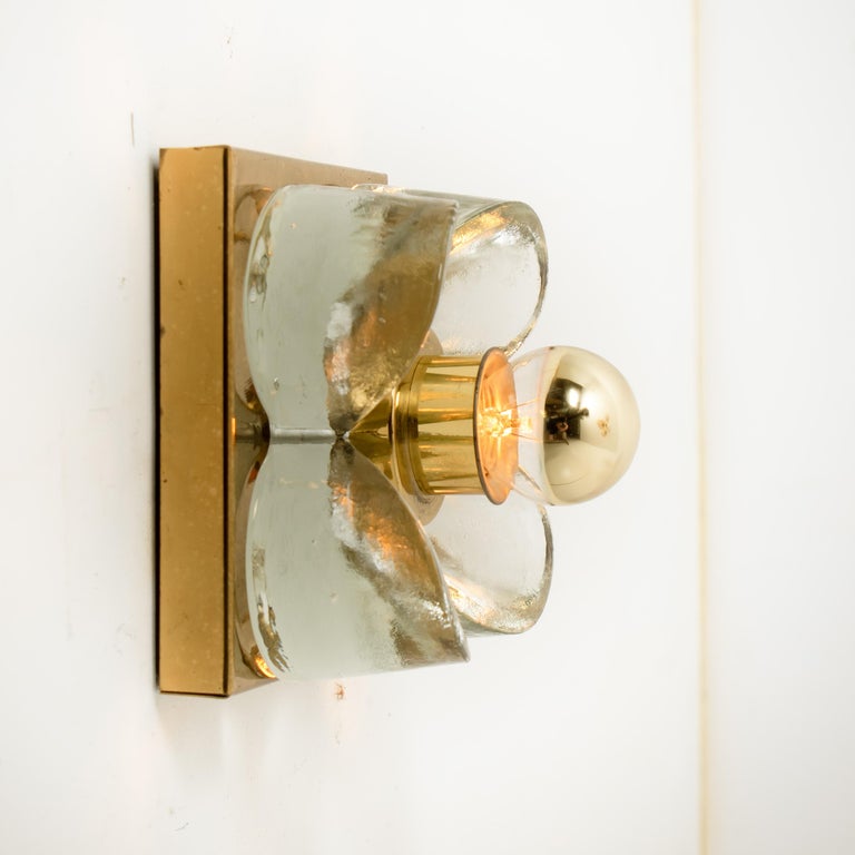 Mid-Century Modern 1 Of the 6 Flower Wall Lights, Brass and Glass by Sische, 1970s, Germany