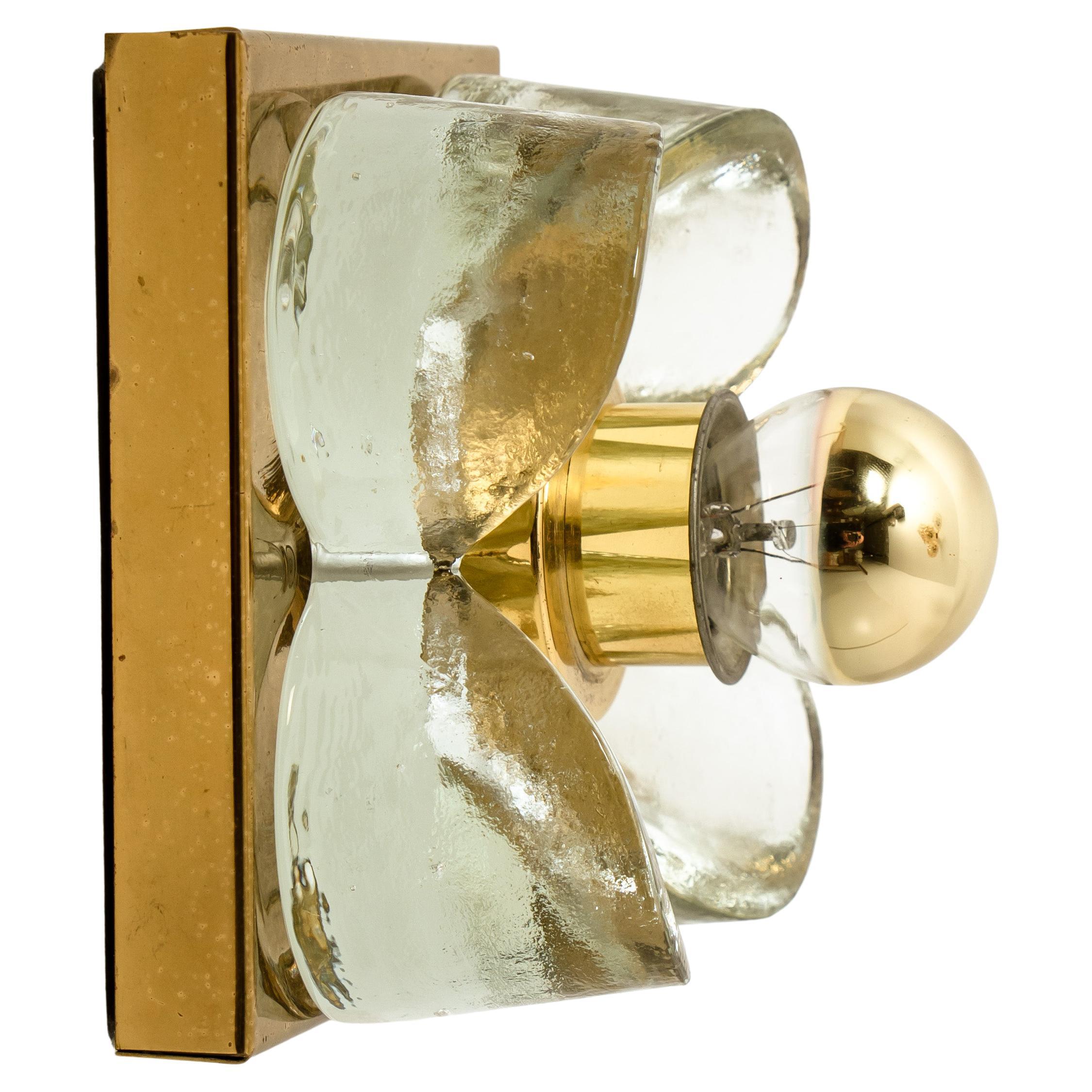 1 Of the 6 Flower Wall Lights, Brass and Glass by Sische, 1970s, Germany