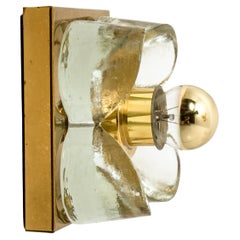 1 Of the 6 Flower Wall Lights, Brass and Glass by Sische, 1970s, Germany