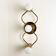 1 op the 3 Pairs of Sculptural Brass Wall Lights Flush Mounts by Leola, 1970s