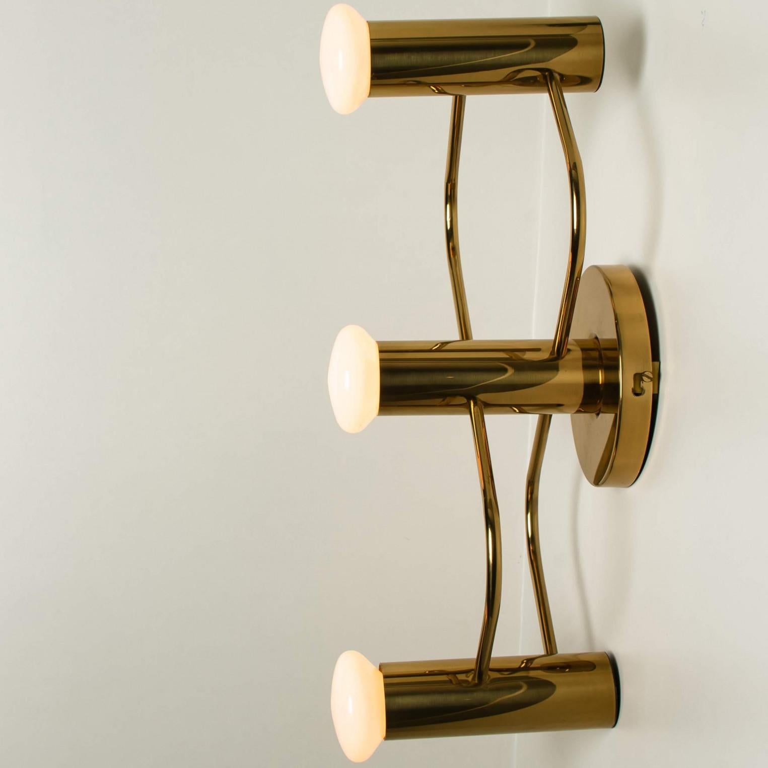 Metal 1 op the 3 Pairs of Sculptural Brass Wall Lights Flush Mounts by Leola, 1970s For Sale