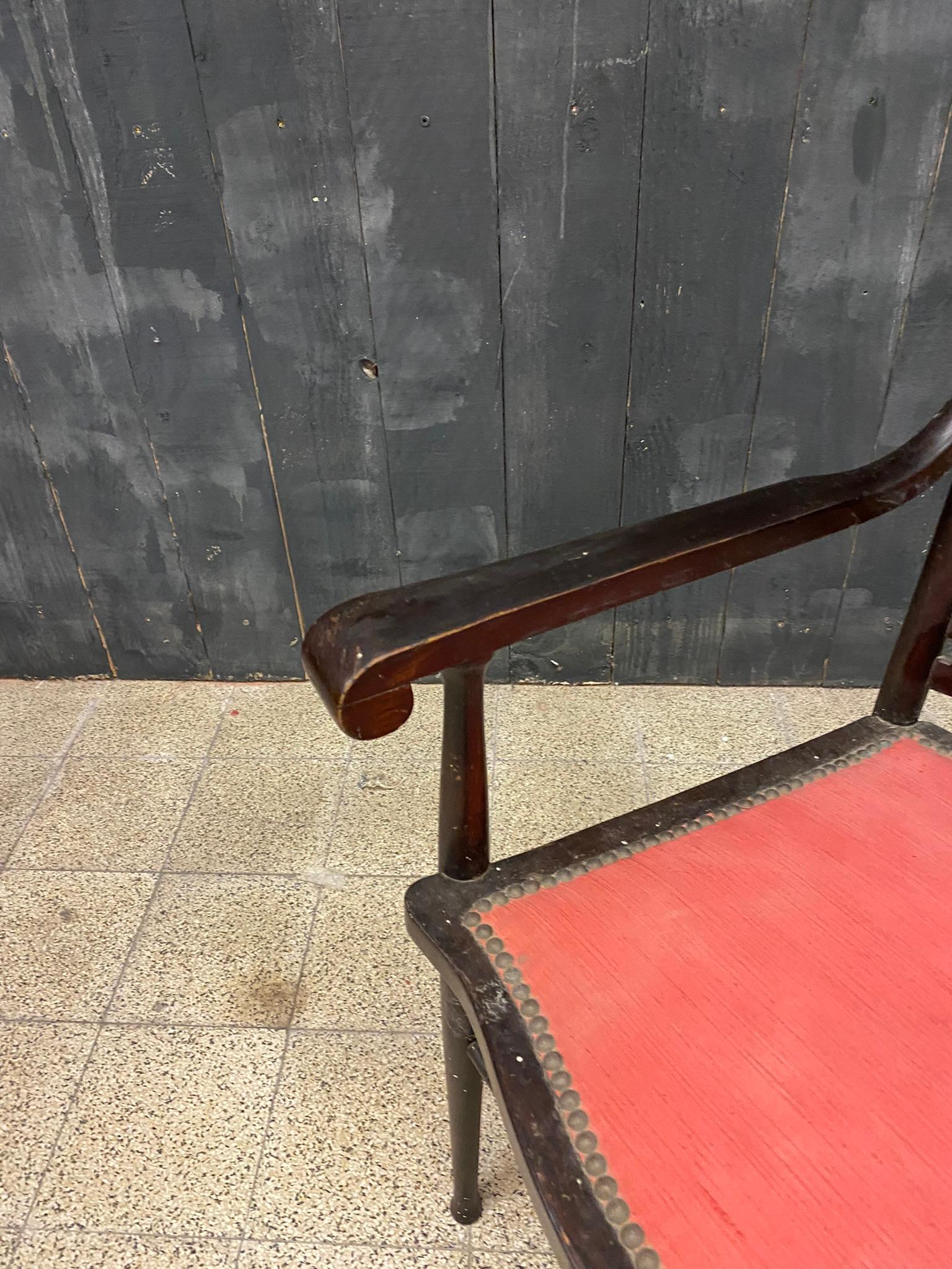 1 fauteuil original de la période 1900 en chêne en vente 3