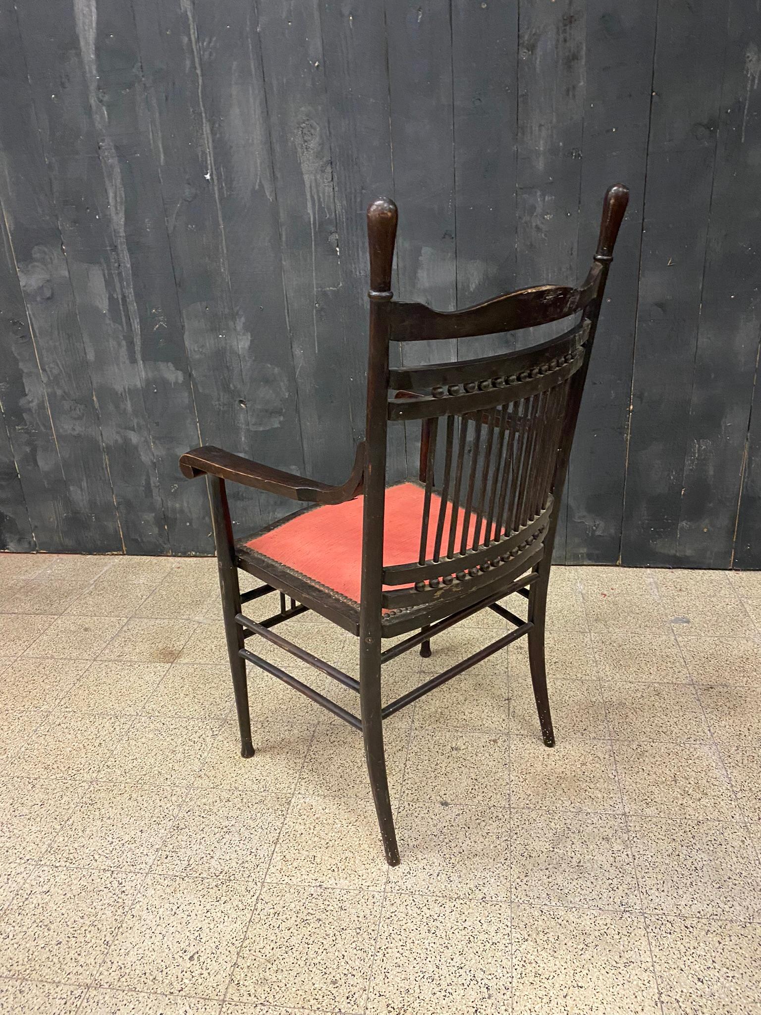 1 Original Armchair from the 1900 Period in Oak For Sale 5