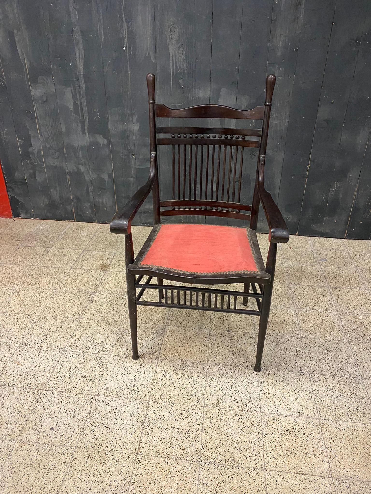 1 fauteuil original de la période 1900 en chêne en vente 5