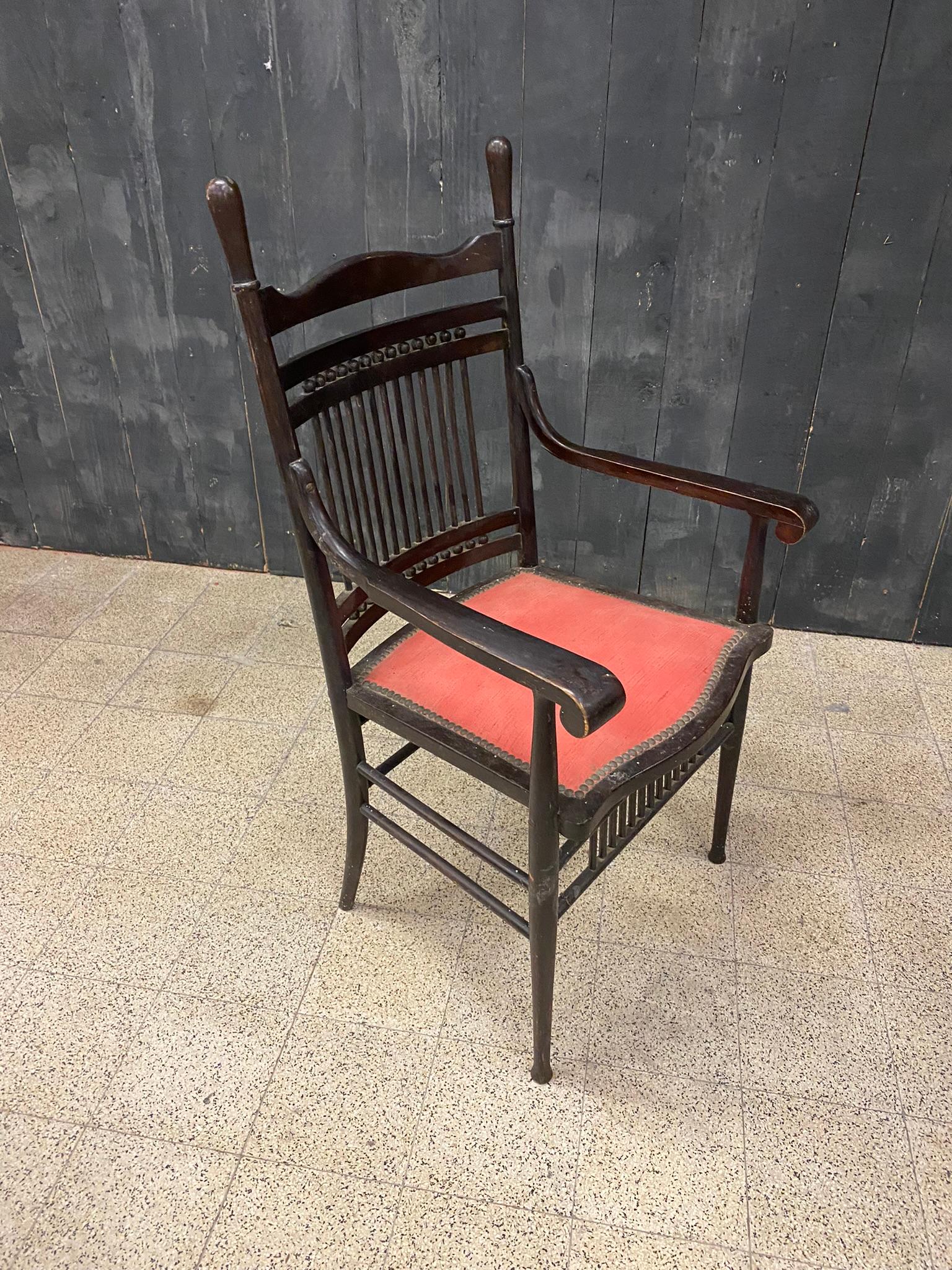 1 fauteuil original de la période 1900 en chêne en vente 6