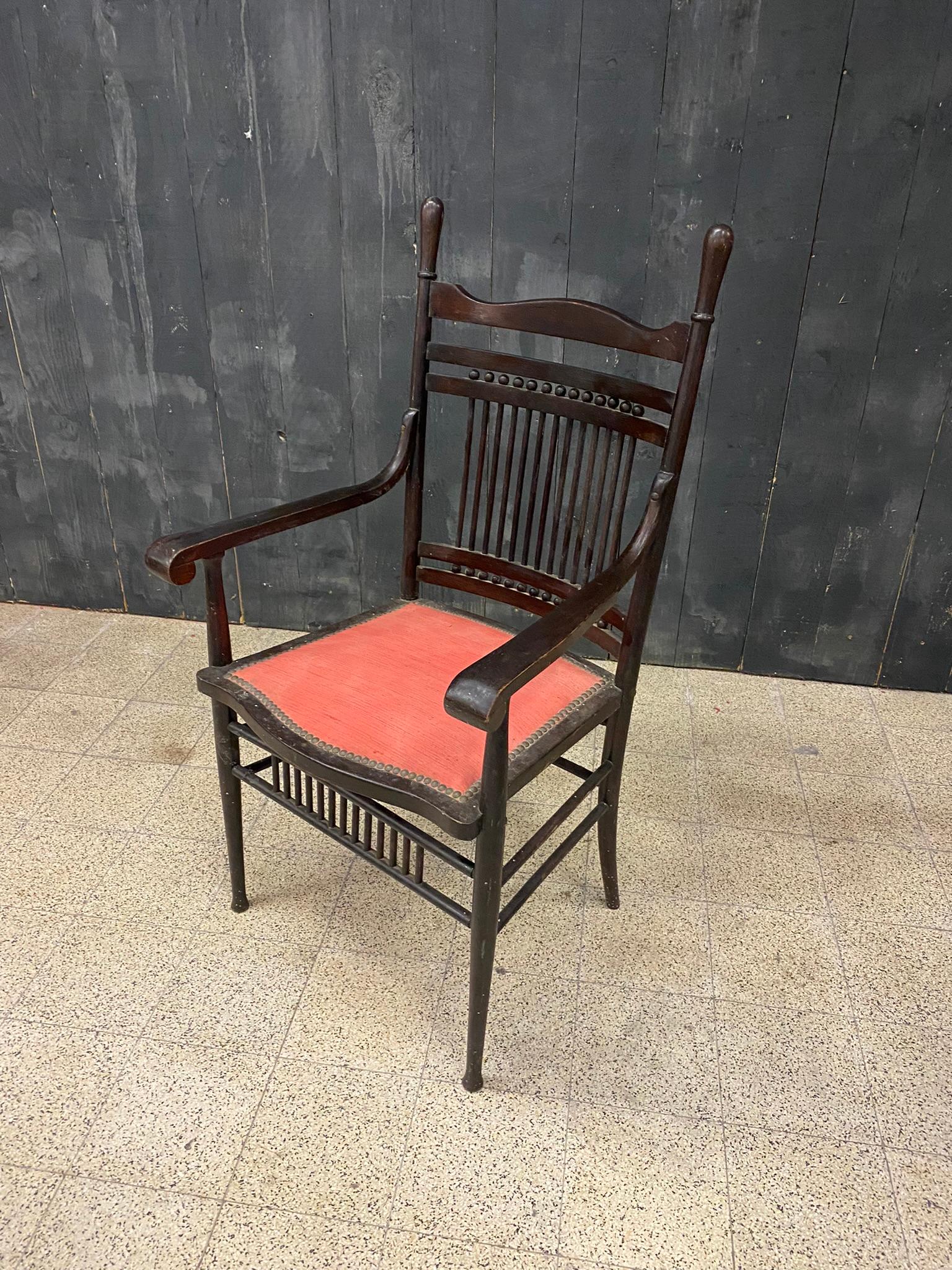 Début du 20ème siècle 1 fauteuil original de la période 1900 en chêne en vente