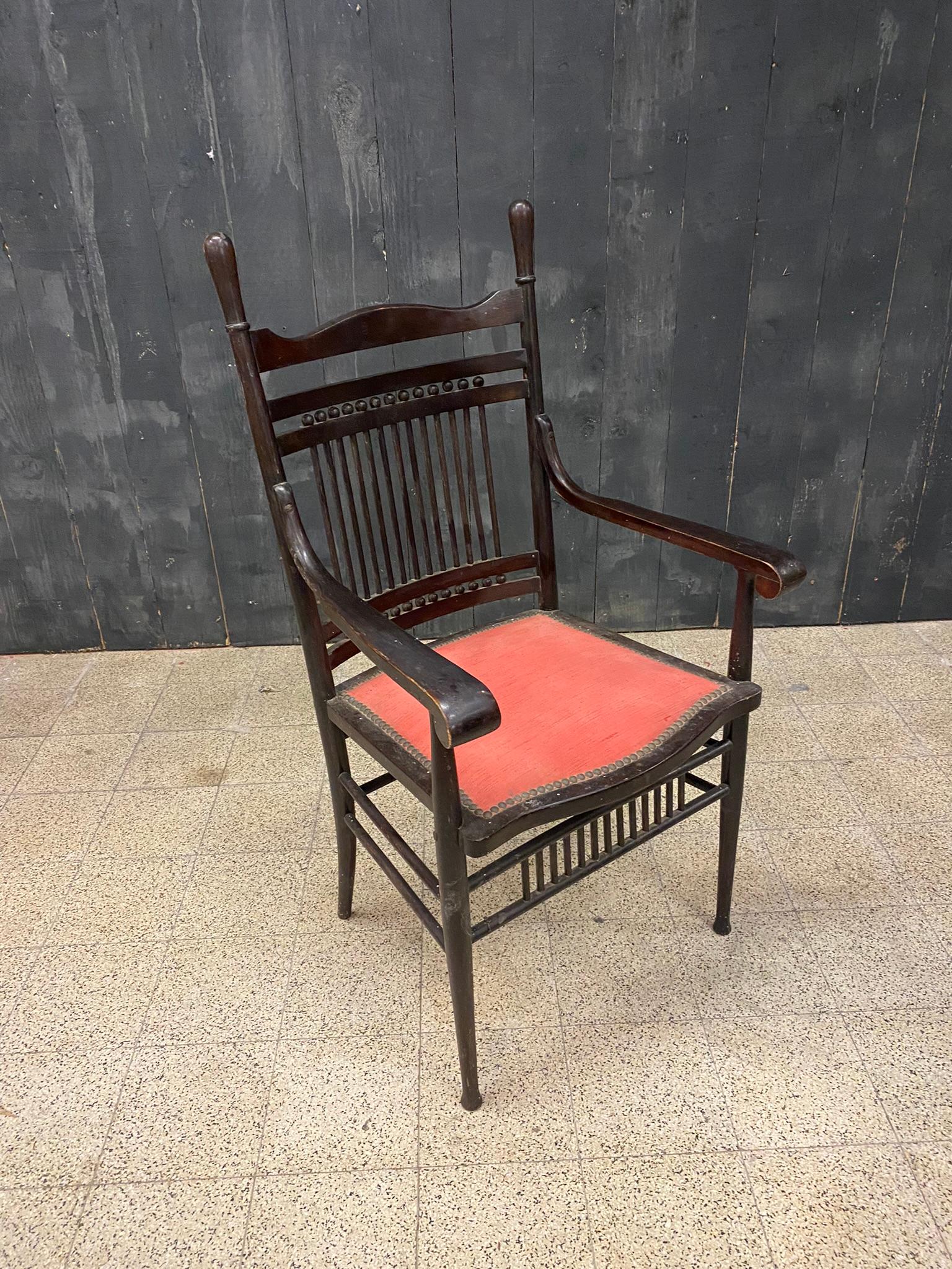 1 Original Armchair from the 1900 Period in Oak For Sale 1