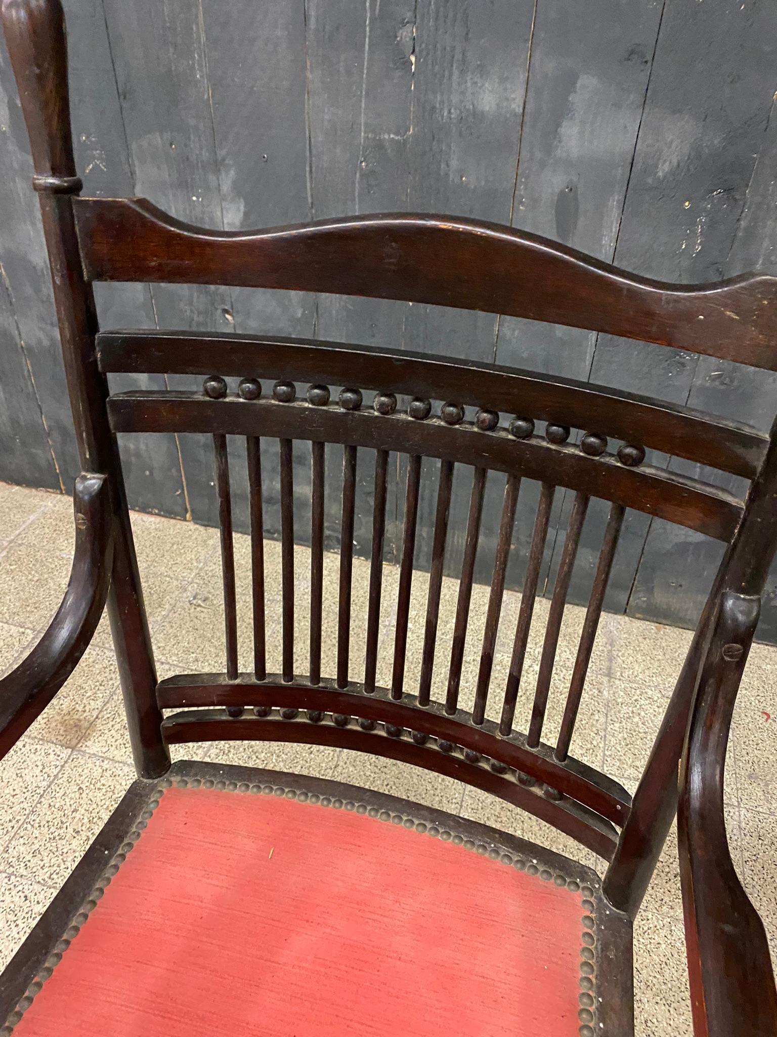 1 Original Armchair from the 1900 Period in Oak For Sale 2