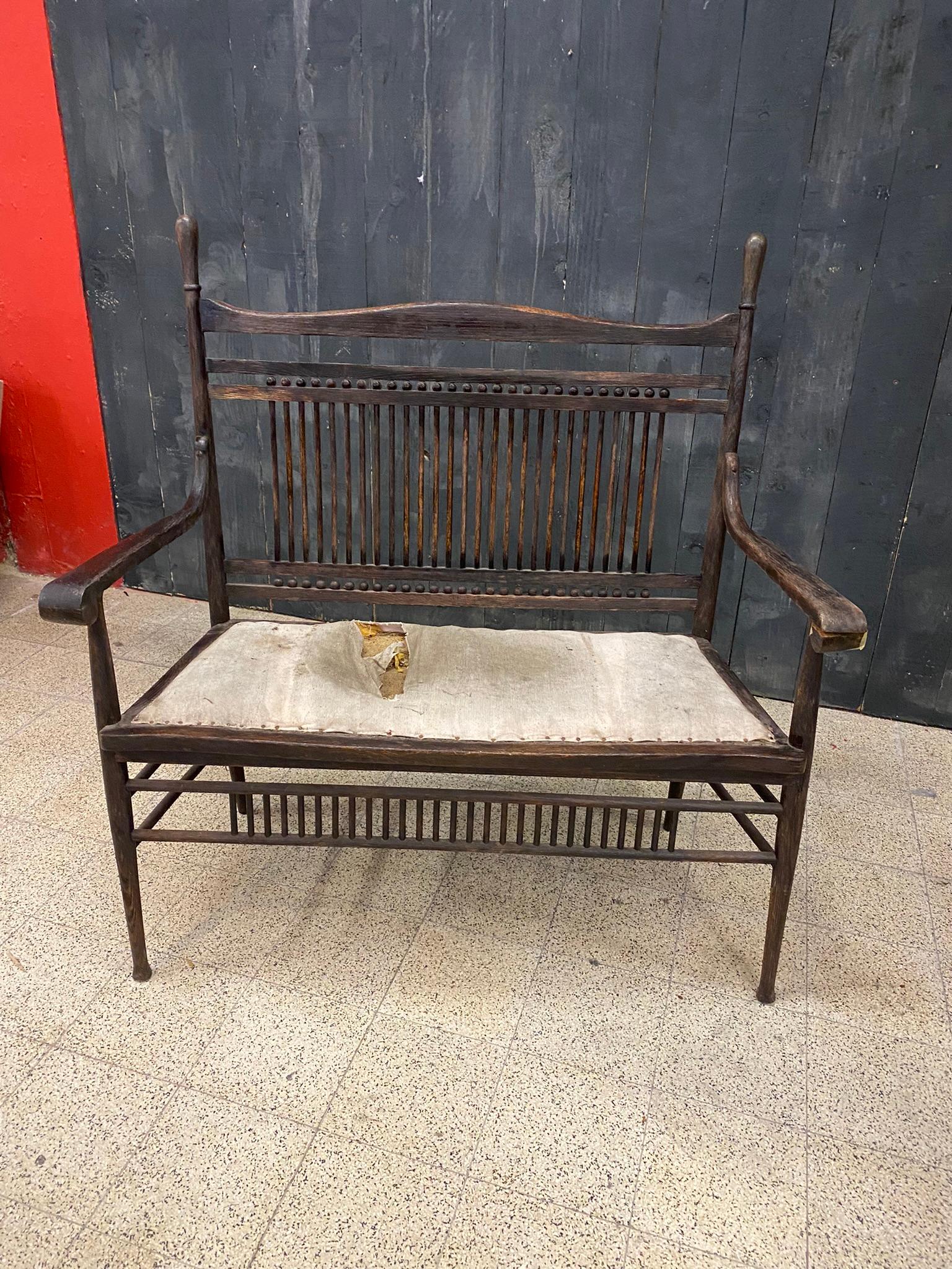 1 Original Bench from the 1900 Period in Oak For Sale 4