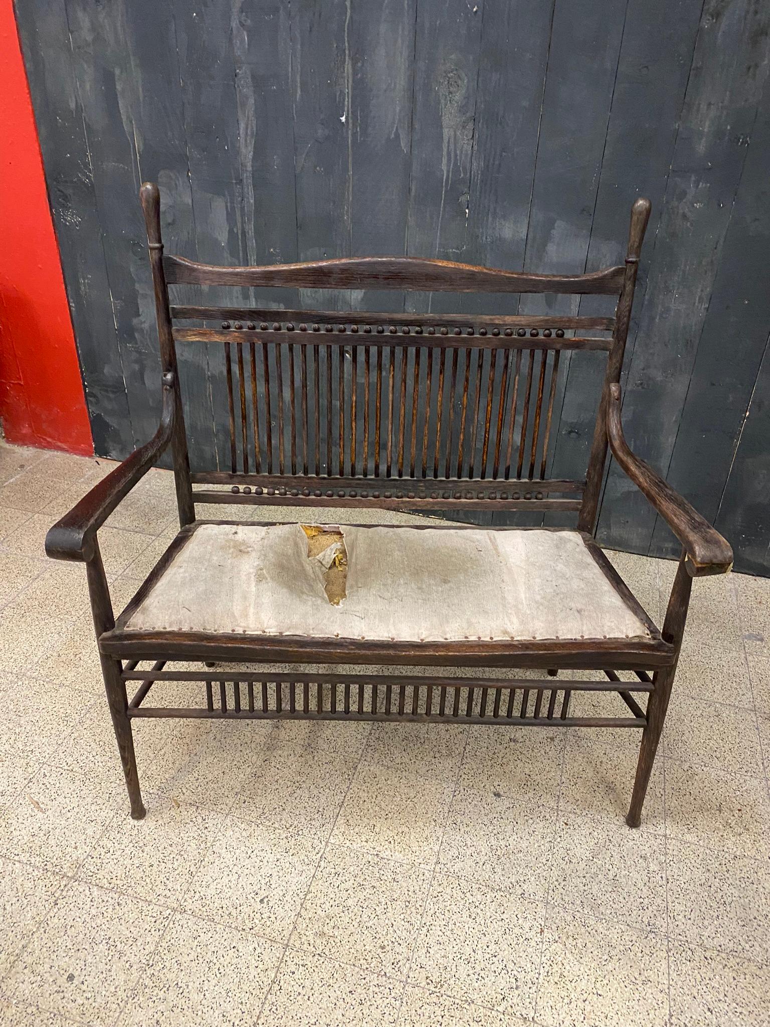 1 Banco original de la época de 1900 en roble en Bueno estado para la venta en Saint-Ouen, FR