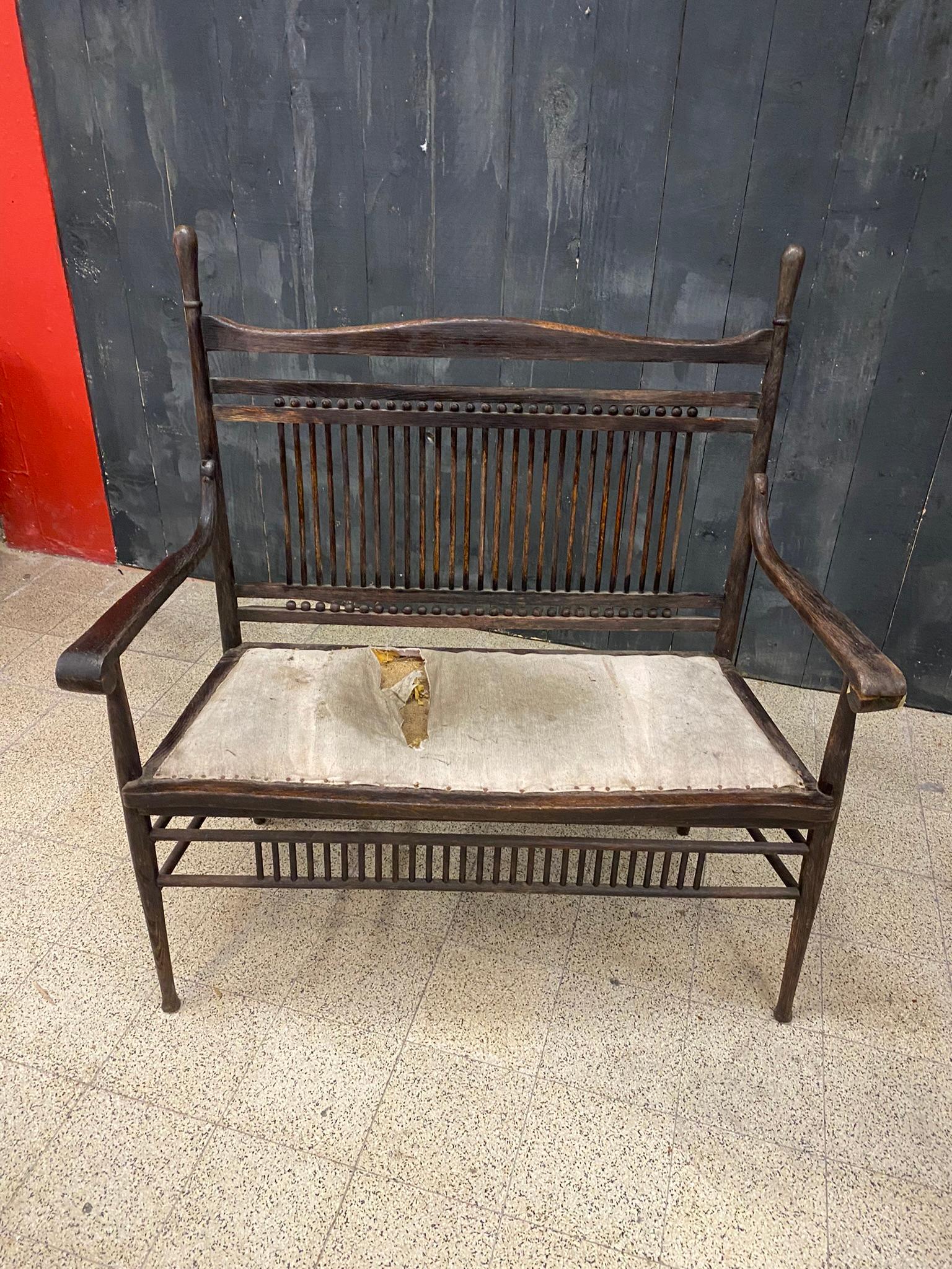 1 Original Bench from the 1900 Period in Oak In Good Condition For Sale In Saint-Ouen, FR