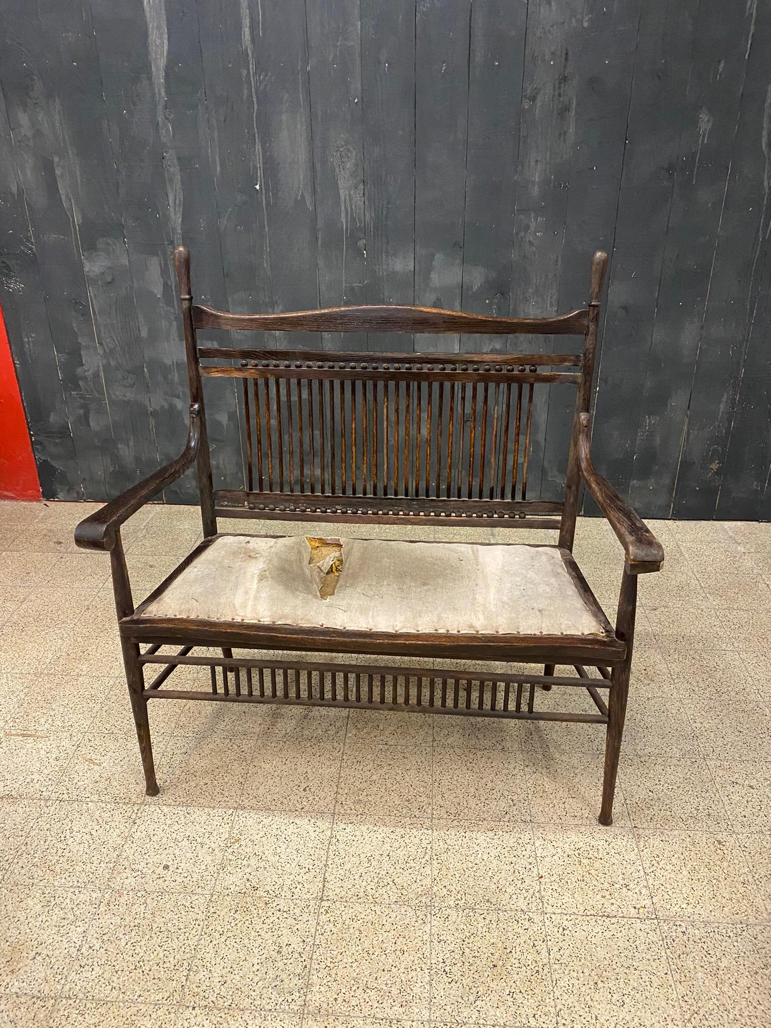 1 Original Bench from the 1900 Period in Oak For Sale 2
