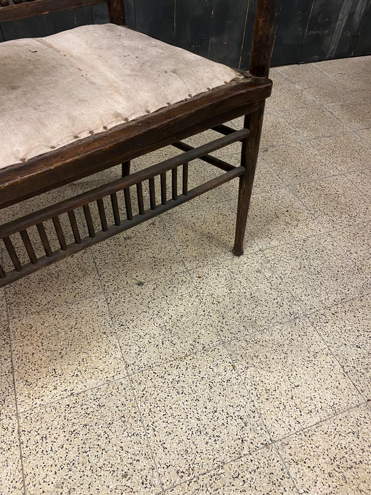 1 Original Bench from the 1900 Period in Oak For Sale 3