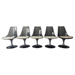 1 sur 5 chaises Tulip de Chromcraft en lucite fumée et aluminium