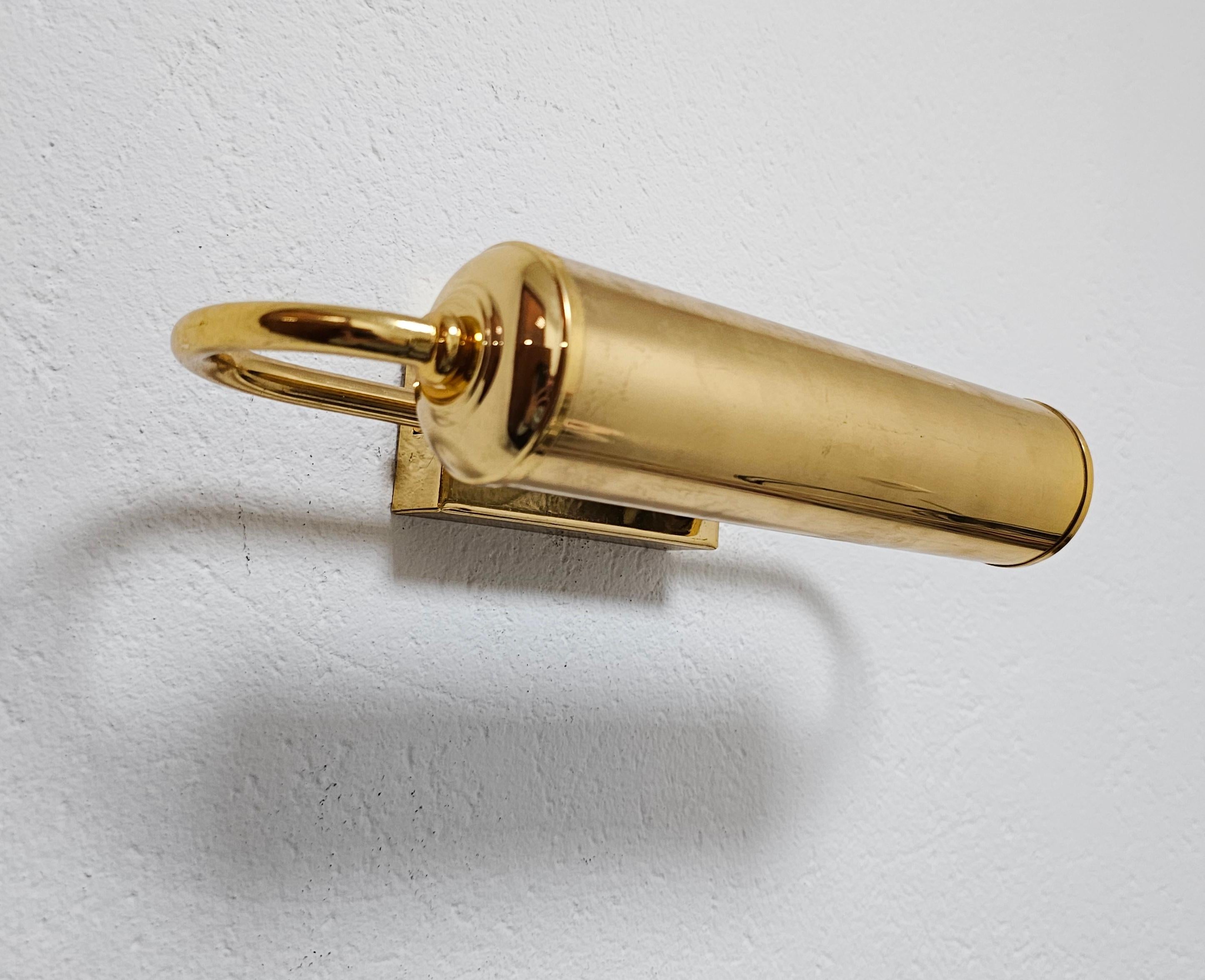 1 (out of 7) Vintage Gold Plated Cylindrical Picture Lights, Germany 1970s For Sale 3