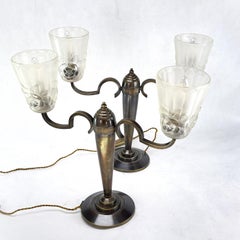 1 pair Art Deco double arm lamps by Degué, 1940s
