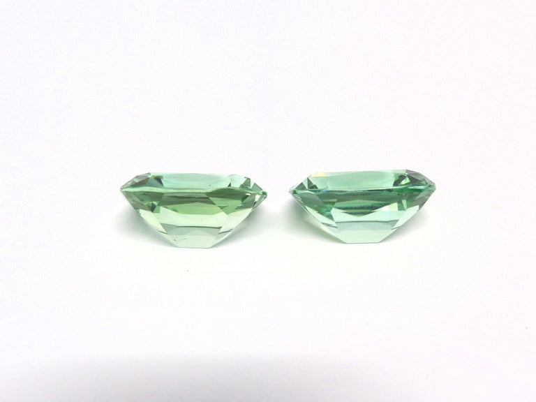 1 Pair of 2 Magnificent Mintgreen Tourmalines Cut with Large Facettes ...