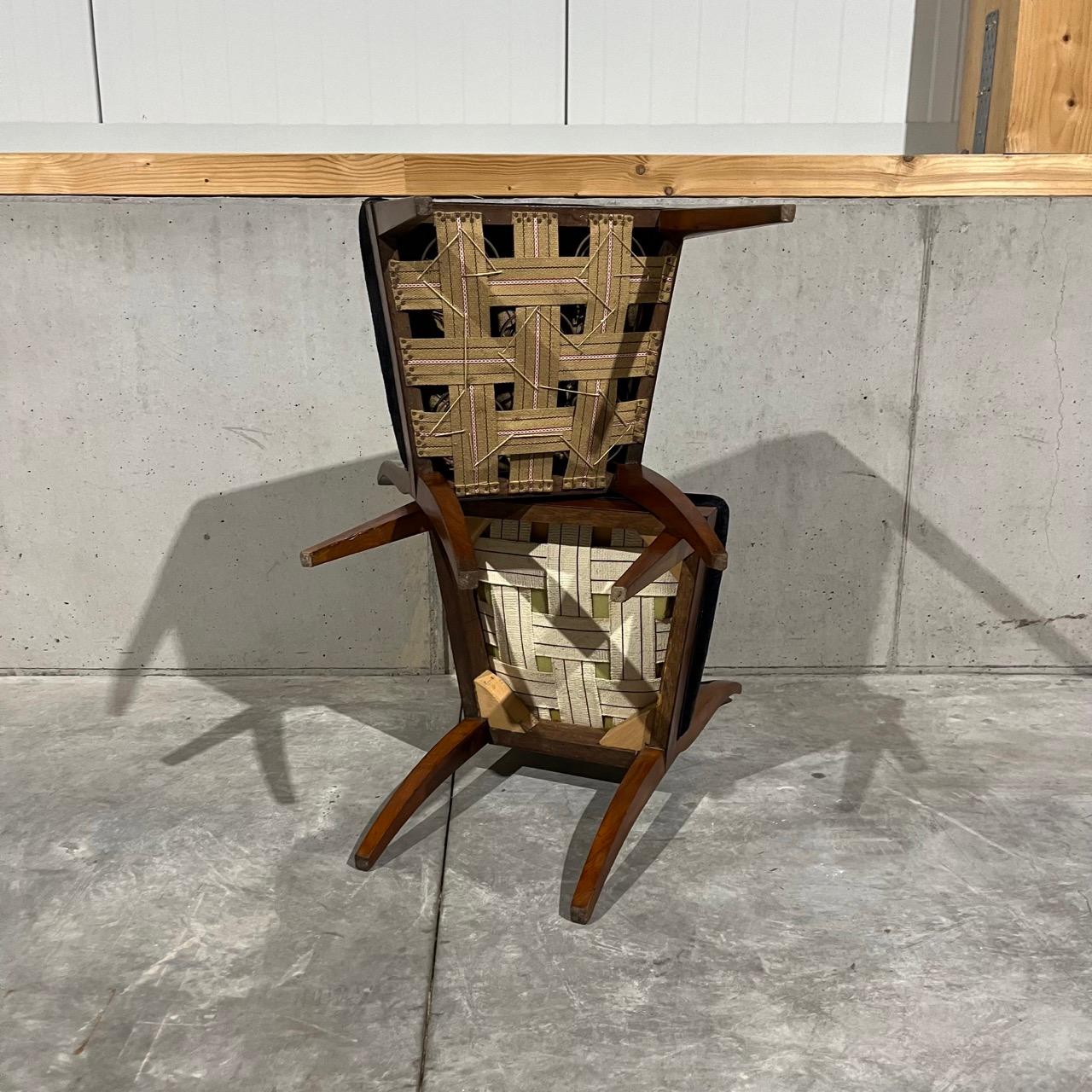1 pair of antique chairs  Biedermeier around 1820  cherry wood  dark blue fab For Sale 8