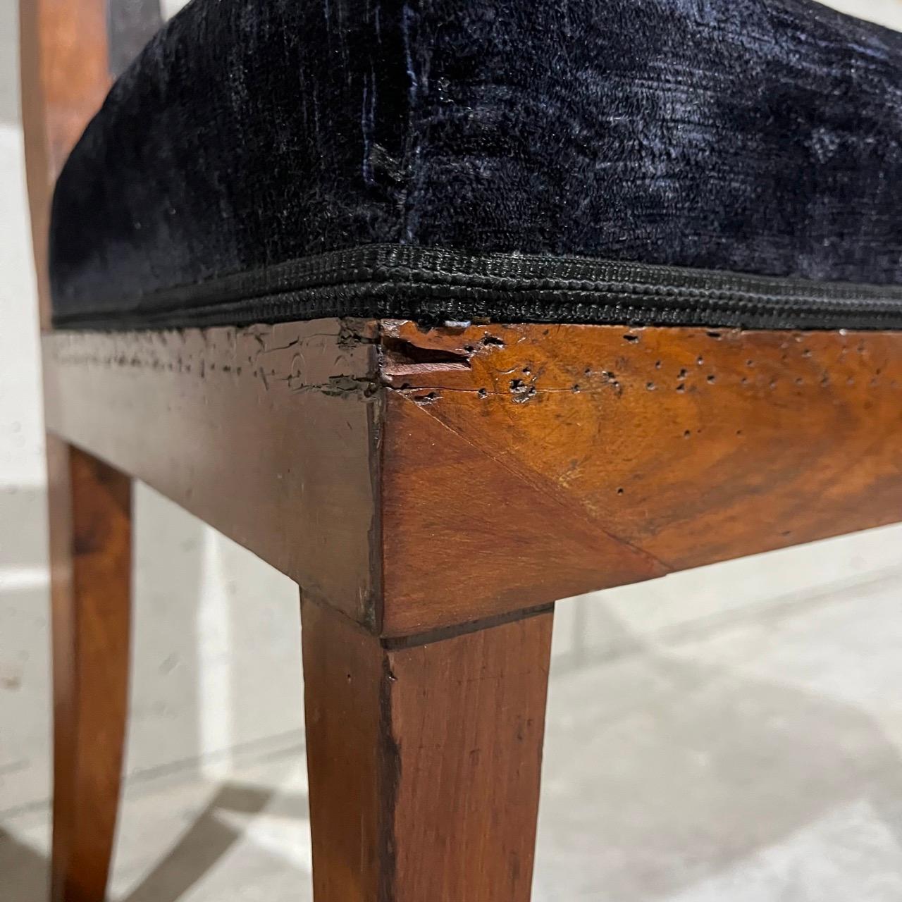 1 pair of antique chairs  Biedermeier around 1820  cherry wood  dark blue fab For Sale 2