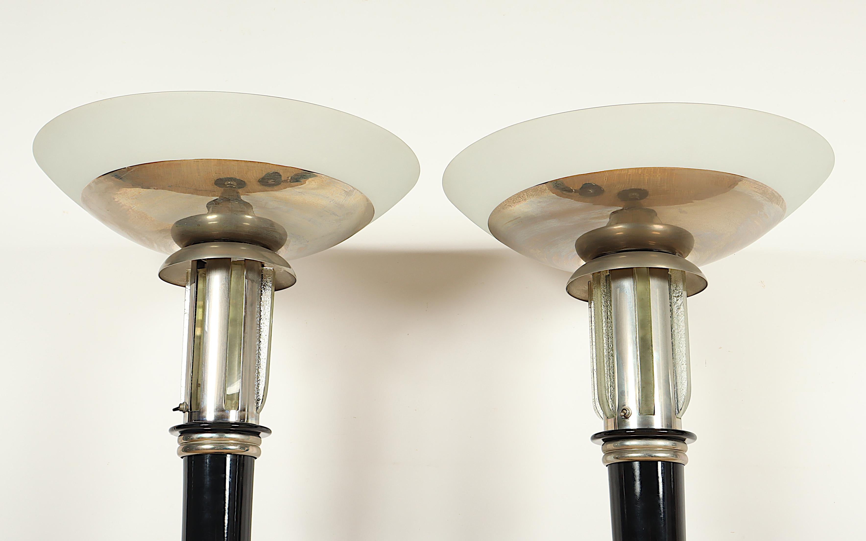 Blackened 1 Pair of Art Déco Floor Lamps. France 1920s. For Sale
