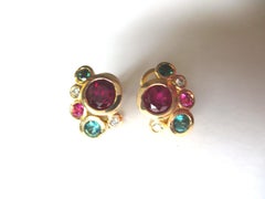Orecchini Leyser in oro rosa 18k con rubeliti e tormaline verdi