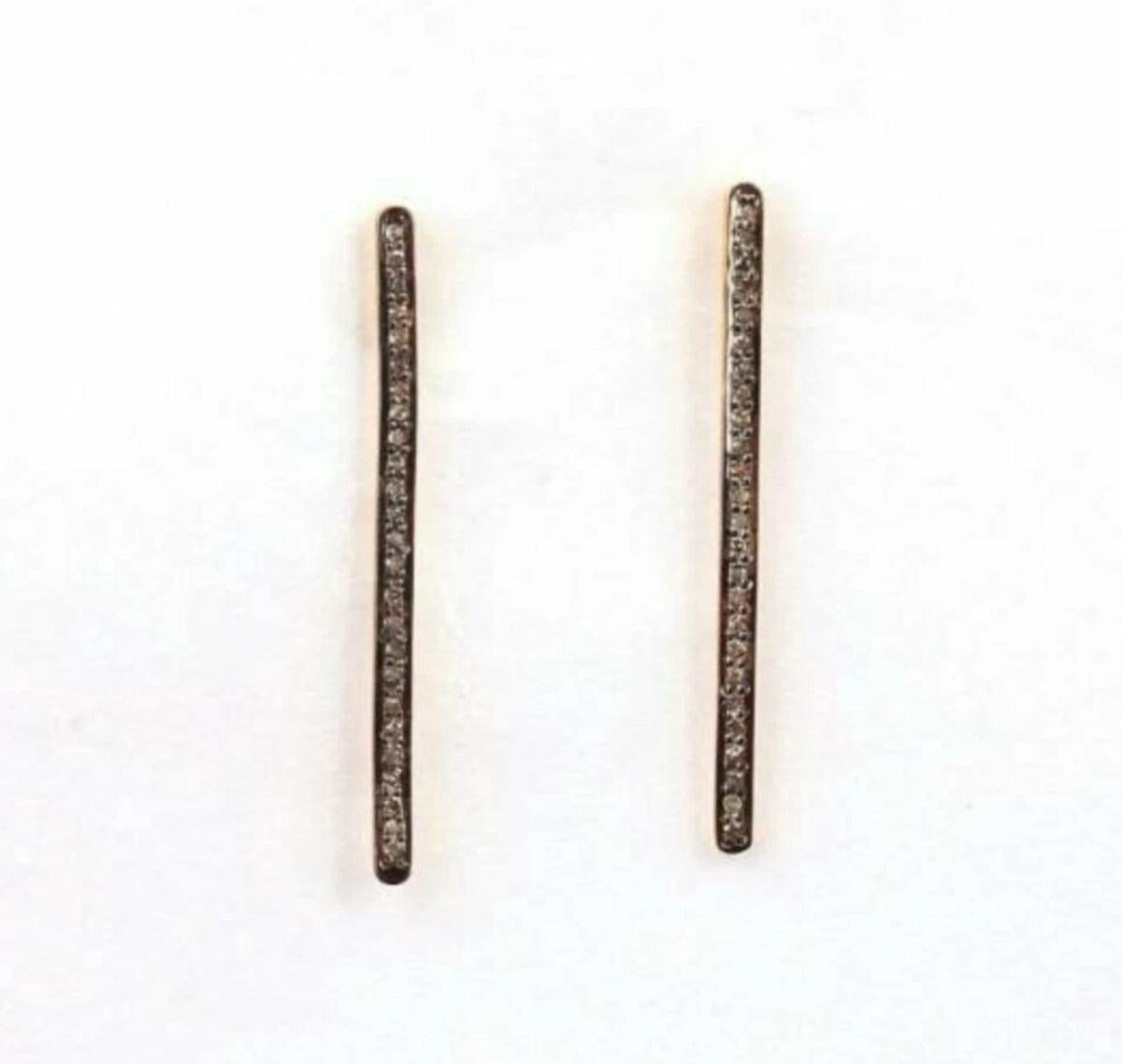 Art Deco 1 Pair Pave Diamond Bar Earring Diamond Earring Women Earring Studs Earring For Sale