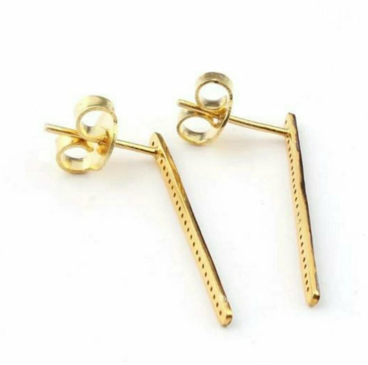 1 Pair Pave Diamond Bar Earring Diamond Earring Women Earring Studs Earring For Sale 3