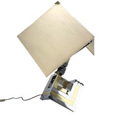 1 Coppia di lampade da tavolo di Willy Rizzo per Lumica Barcelona, ottone cromato, anni '70