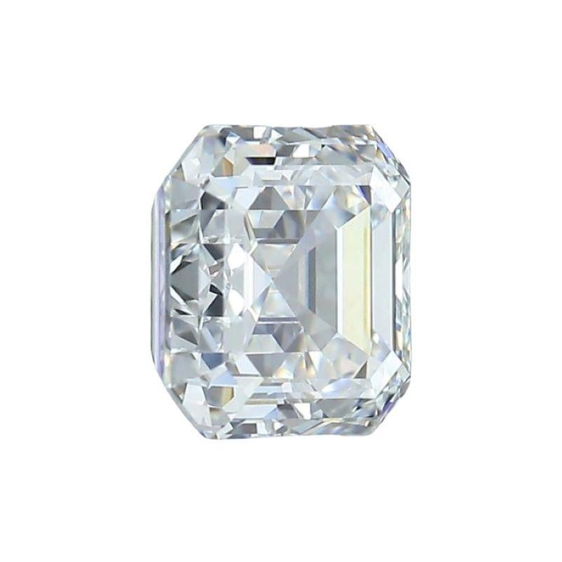 This diamond is a singular beauty, weighing an impressive 1.01 carats. Its Square Emerald Brilliant shape lends it a unique and striking appearance, characterized by clean lines and a sophisticated allure. With a color grade of D, it showcases the