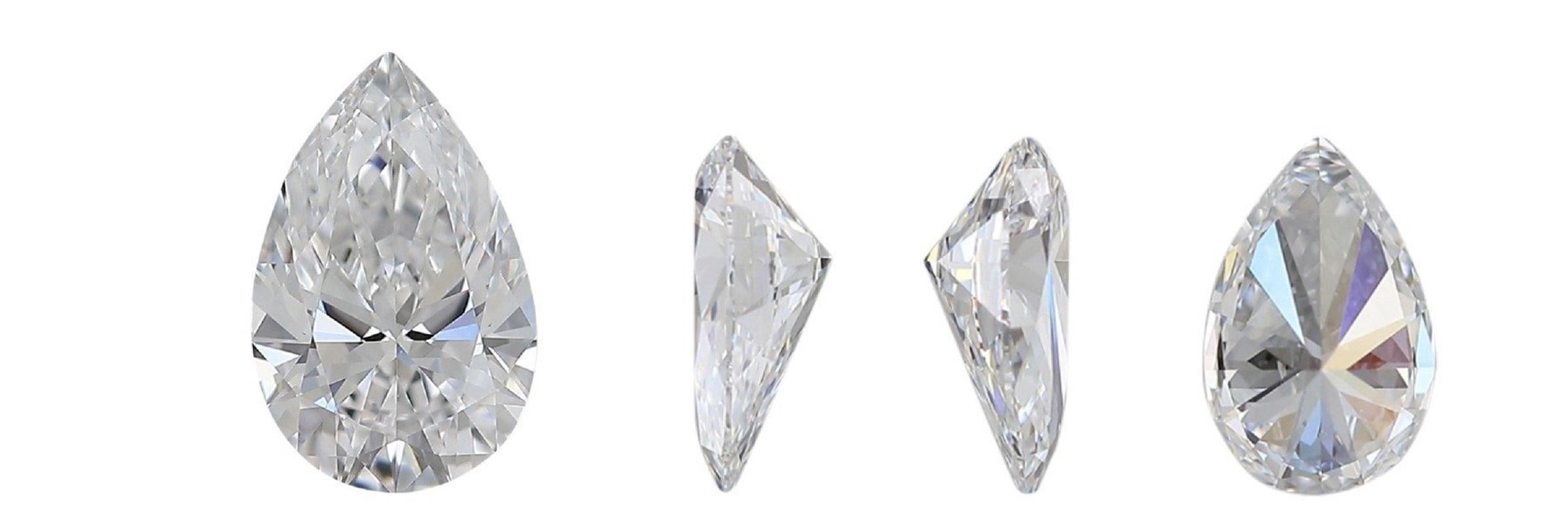 Pear Cut 1 pc Natural Diamond - 1.53 ct - Pear - D (colourless) - VS1- IGI Certificate For Sale