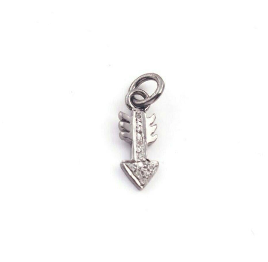 Art Deco 1 Pc Pave Diamond Arrowhead Charm Pendant 925 Sterling Silver Jewelry Supplies For Sale