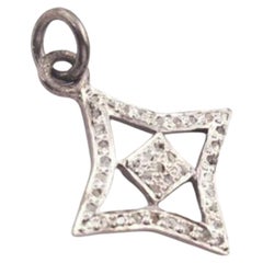 1 Pc Pave Diamond Clover Shape Charm Pendant 925 Sterling Silver Diamond Pendant