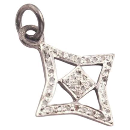 1 Pc Pave Diamond Clover Shape Charm Pendant 925 Sterling Silver Diamond Pendant For Sale