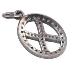 1 Pc Pave Diamond Cross Oval Charm Pendant 925 Sterling Silver Piccolo charme NS4