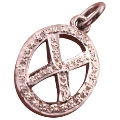 1 Pc Pave Diamond Cross Oval Charm Pendant 925 Sterling Silver Small charm NS4