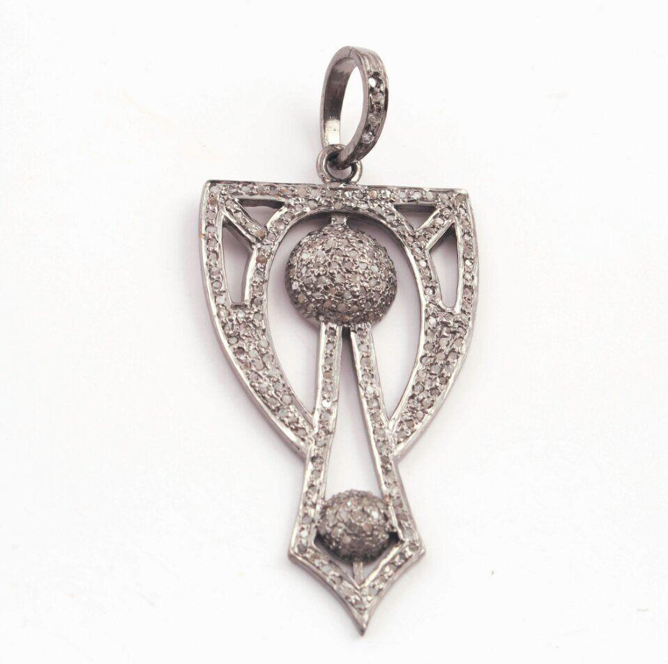 1 Pc Pave Diamond Fancy Shape Diamond Pendant For Jewelry Making Supplies For Sale 4