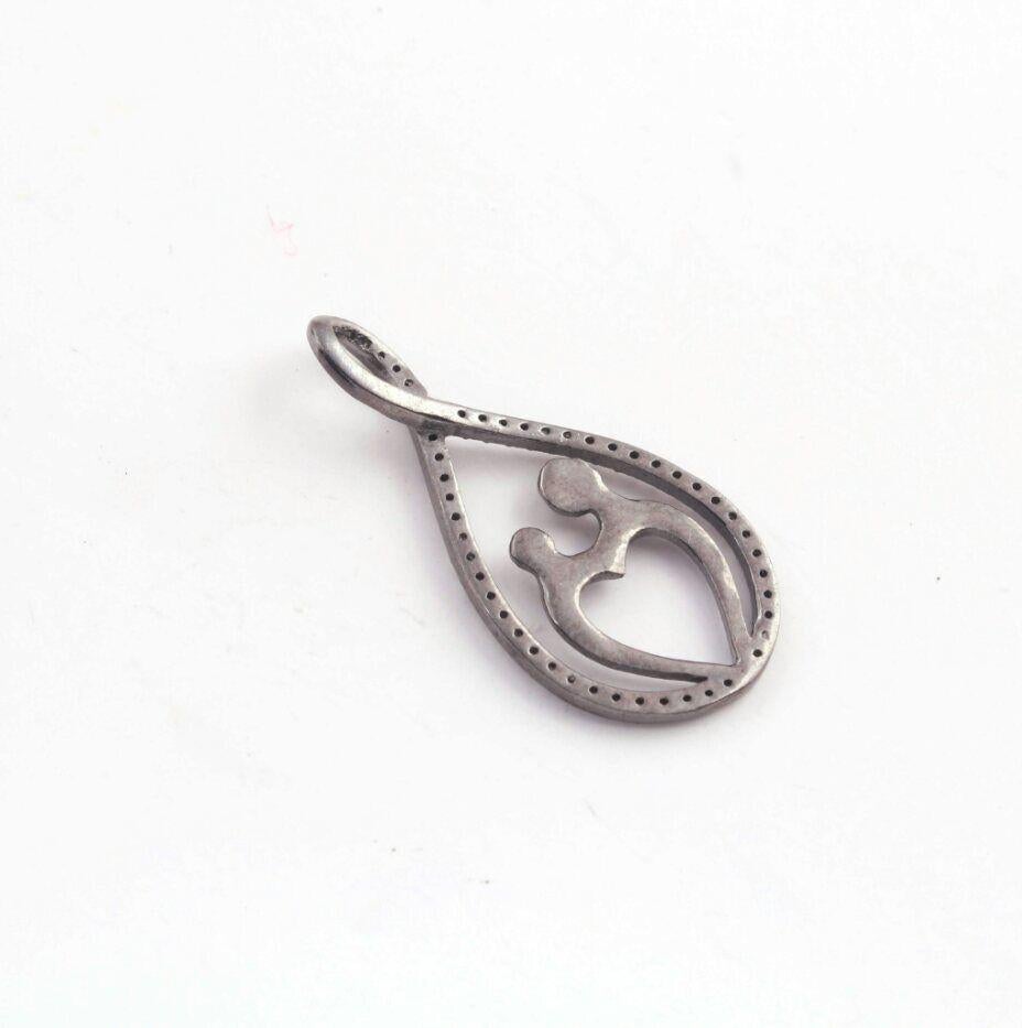 1 Pc Pave Diamond Fancy Shape Pendant 925 Sterling Silver Diamond Findings Charm In New Condition For Sale In Chicago, IL
